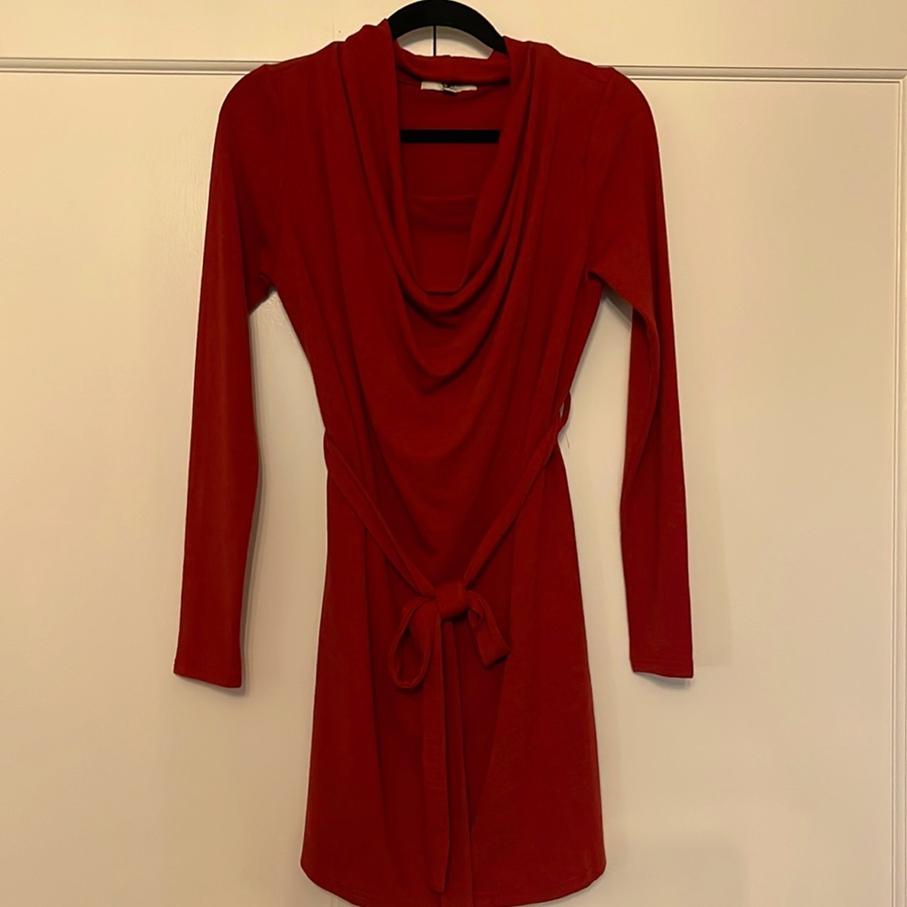 Rusty red sweater knit dress